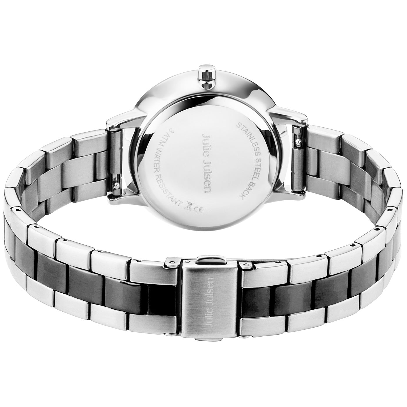 Julie Julsen Damenarmbanduhr LITTLE SECOND silber mit silber-schwarzem Edelstahlband 3 atm