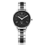 Julie Julsen Damenarmbanduhr LITTLE SECOND silber mit silber-schwarzem Edelstahlband 3 atm