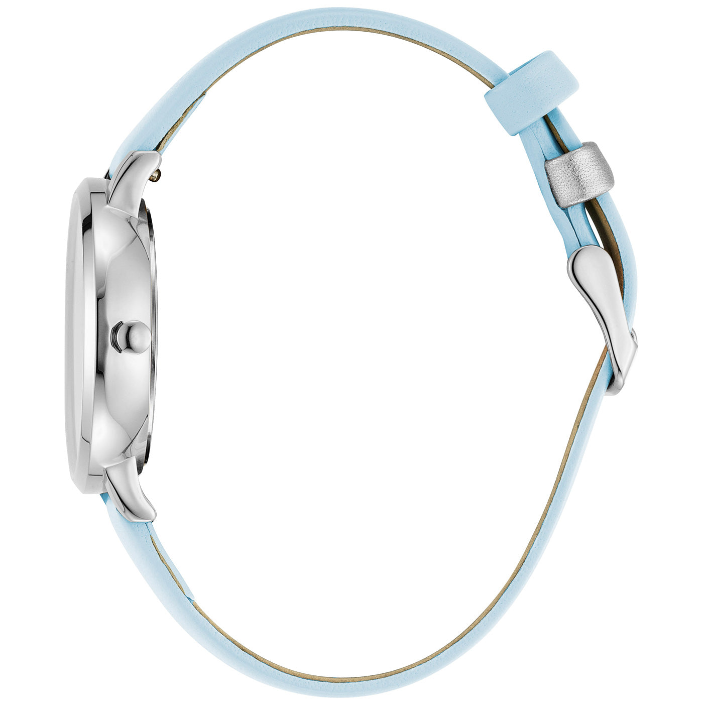 Julie Julsen Damenarmbanduhr LITTLE SECOND silber mit hellbauem Lederband 3 atm