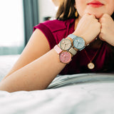 Julie Julsen Damenarmbanduhr LITTLE SECOND silber mit hellgrauem Lederband 3 atm