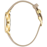 Julie Julsen Damenarmbanduhr LITTLE SECOND vergoldet mit beigem Lederband 3 atm