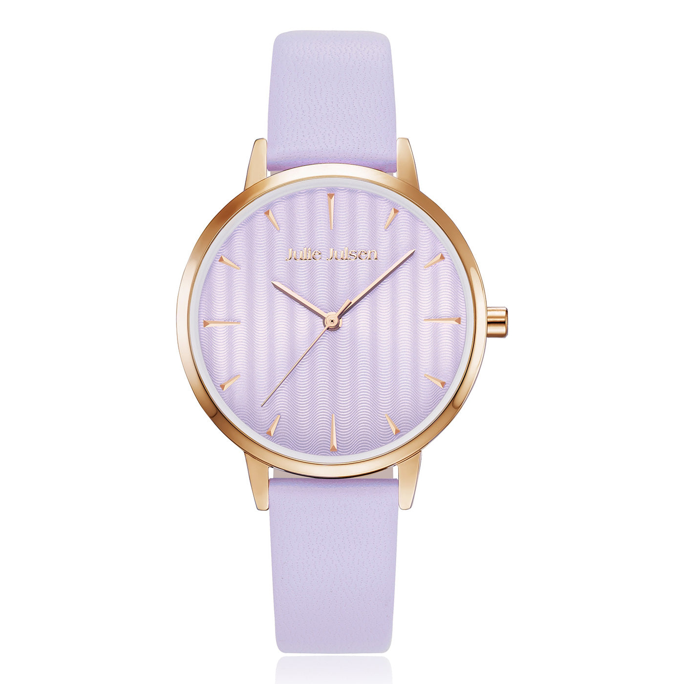 Julie Julsen Damenuhr PASTELL rosé vergoldet mit lila Lederband 3 ATM