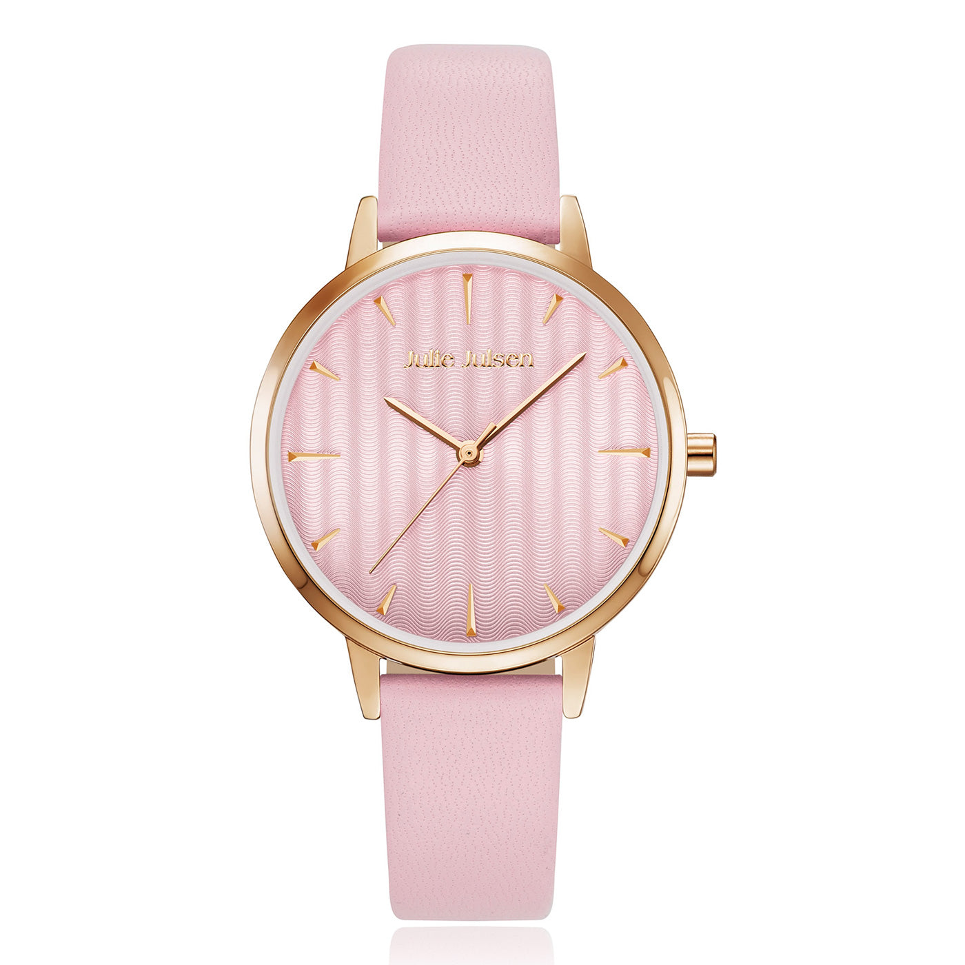 Julie Julsen Damenuhr PASTELL vergoldet mit rosa Lederband 3 ATM