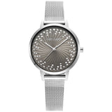 Julie Julsen Damenuhr SHINY II silber / schwarz mit Meshband und 72 Zirkonia 3 atm