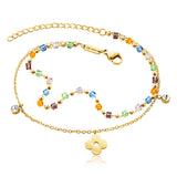 Julie Julsen, Anklet aus Stahl, FLOWER-COLOUR BEADS, gold