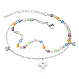 Julie Julsen, Anklet aus Stahl, FLOWER-COLOUR BEADS, silber