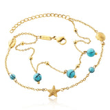 Julie Julsen, Anklet aus Stahl, SHELL-STARFISH-TURQUOISE, gold