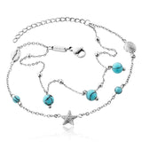 Julie Julsen, Anklet aus Stahl, SHELL-STARFISH-TURQUOISE, silber