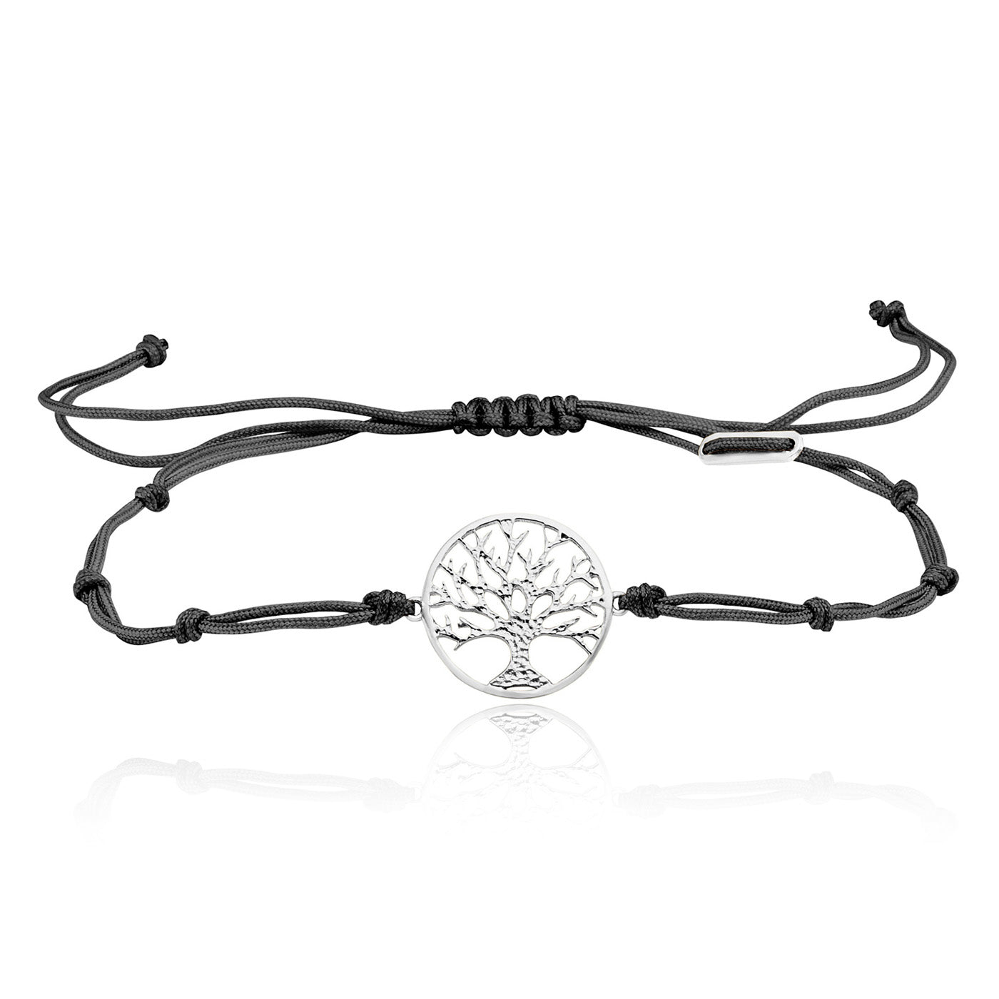Julie Julsen, Armband aus Stoff in schwarz mit LEBENSBAUM silber, one-size