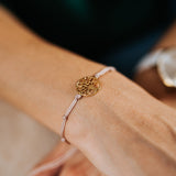 Julie Julsen, Armband aus Stoff in beige mit LEBENSBAUM vergoldet, one-size