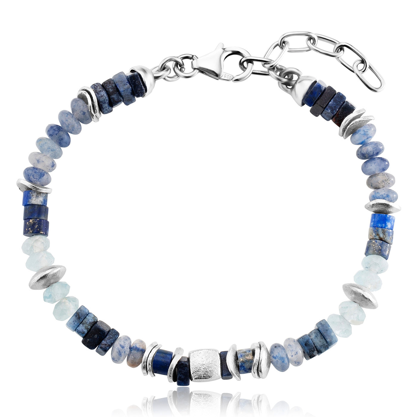 Julie Julsen Loving Stones, Armband aus blauen Edelsteinen -Lapis, Aventurin, Dumortierit, Aquamarine, Dumortierit
