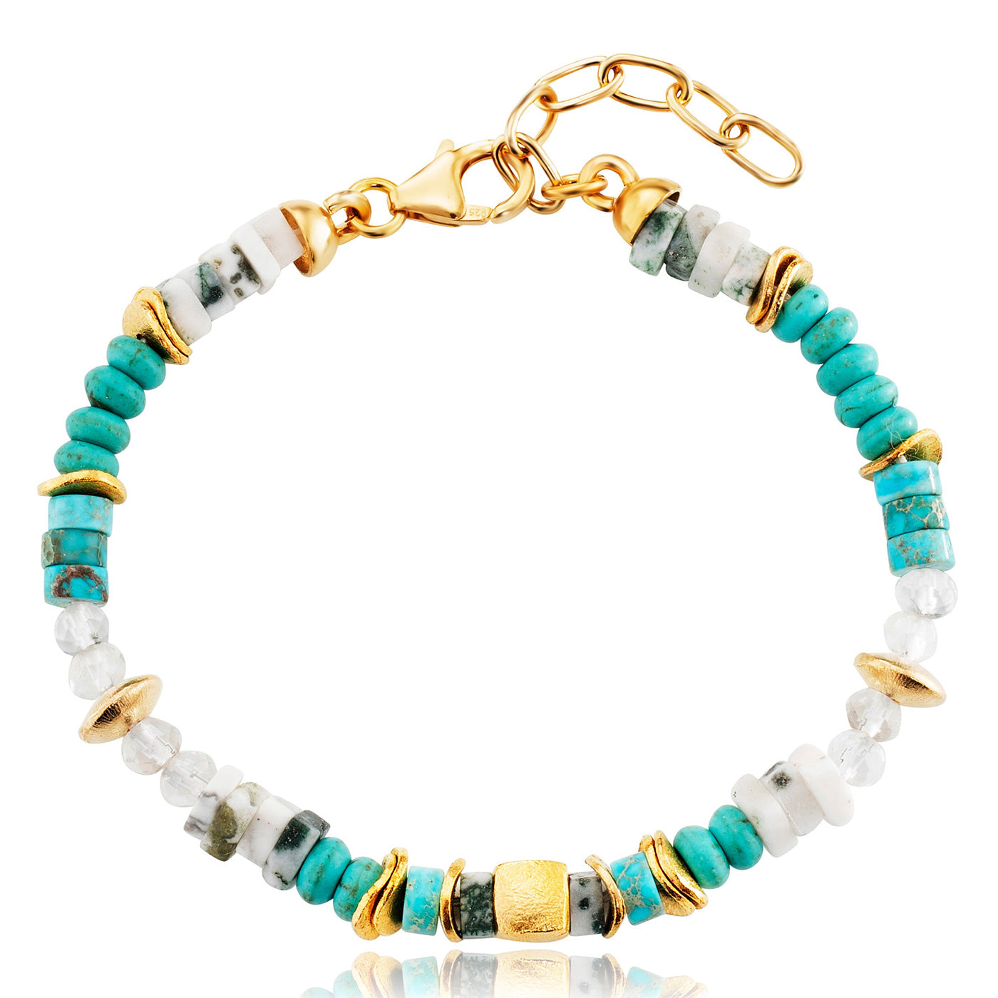 Julie Julsen Loving Stones, Armband aus türkisen Edelsteinen -Jaspis, Türkis, Howlith, Kristall, Moosachat