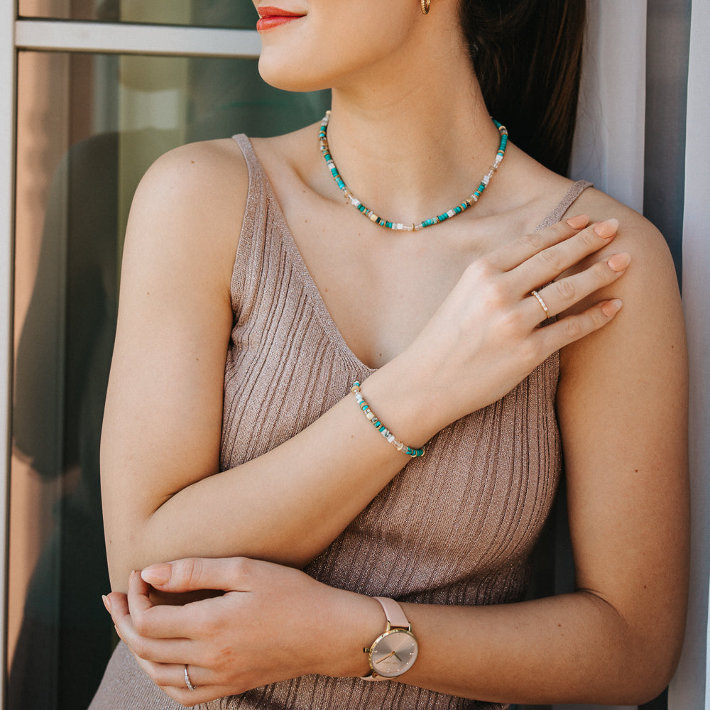 Julie Julsen Loving Stones, Armband aus türkisen Edelsteinen -Jaspis, Türkis, Howlith, Kristall, Moosachat