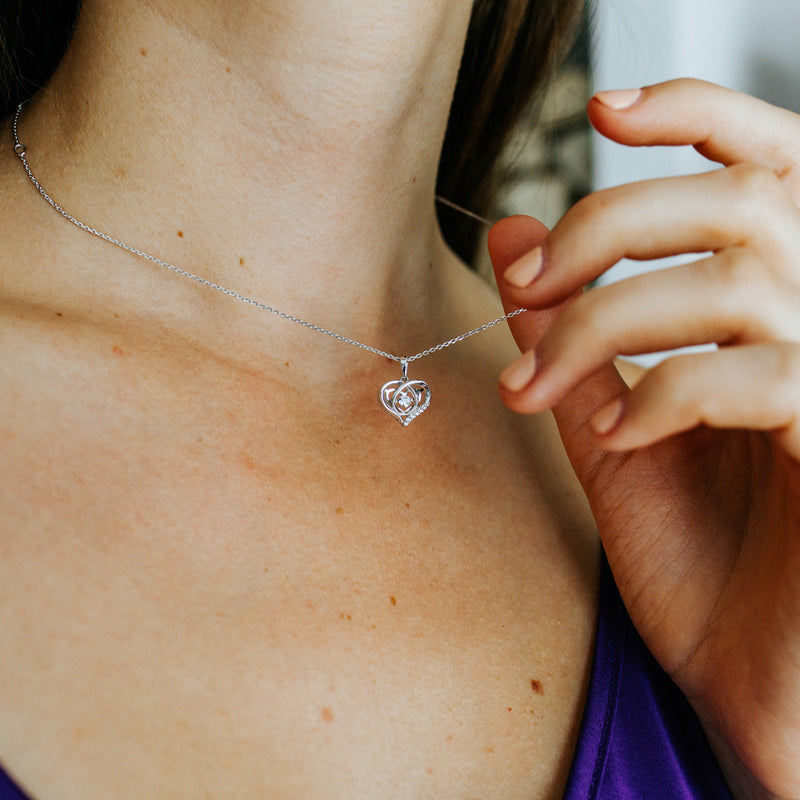 Julie Julsen Dancing Stone Kette HERZ silber mit 8 Zirkonia