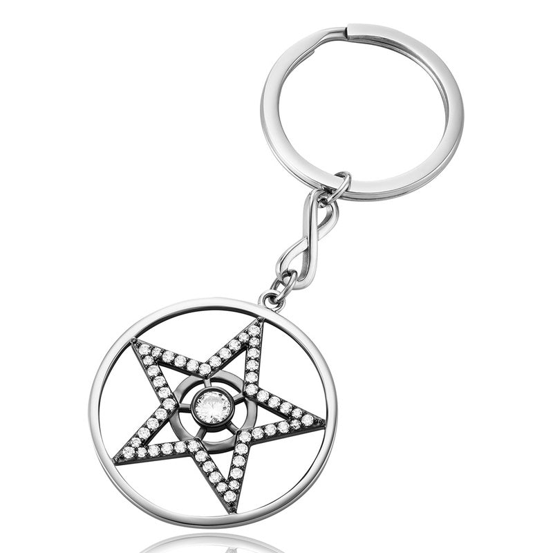 Julie Julsen Schlüsselanhänger STERN Stahl schwarz mit 51 Zirkonia