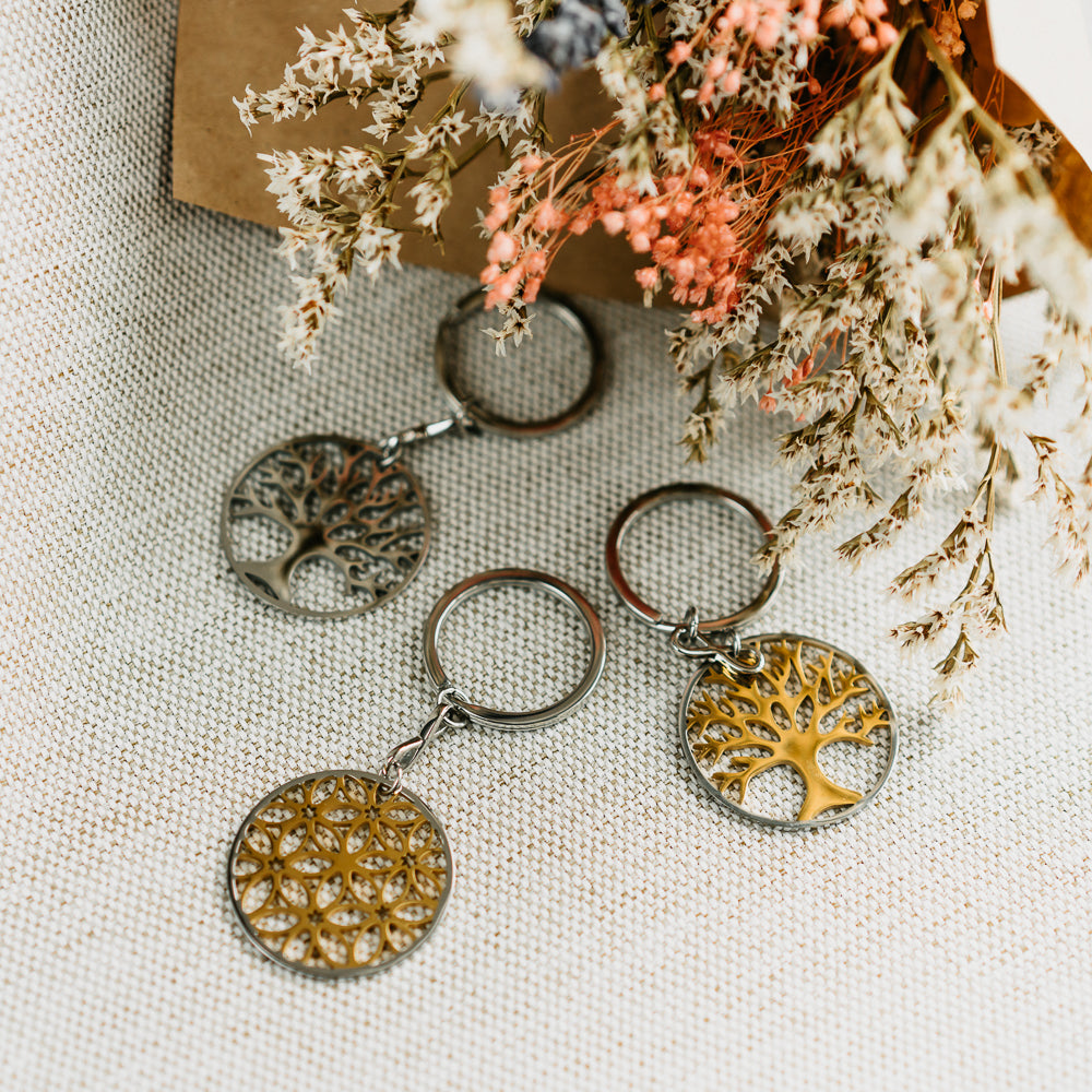 JULIE JULSEN SCHLÜSSELANHÄNGER LEBENSBLUME STAHL VERGOLDET Schmuck Julie Julsen