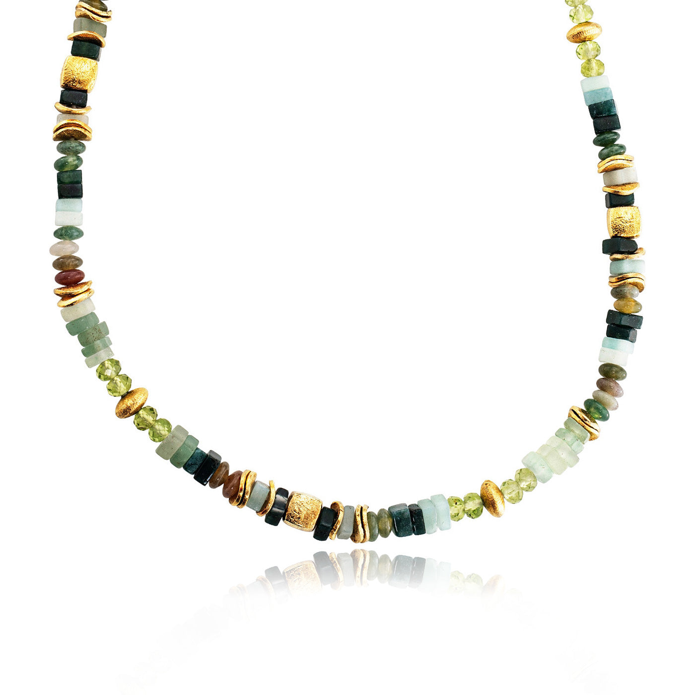 Julie Julsen Loving Stones, Kette aus grünen Edelsteinen -Amazonit,Achat,Aventurin,Peridot,Baumachat