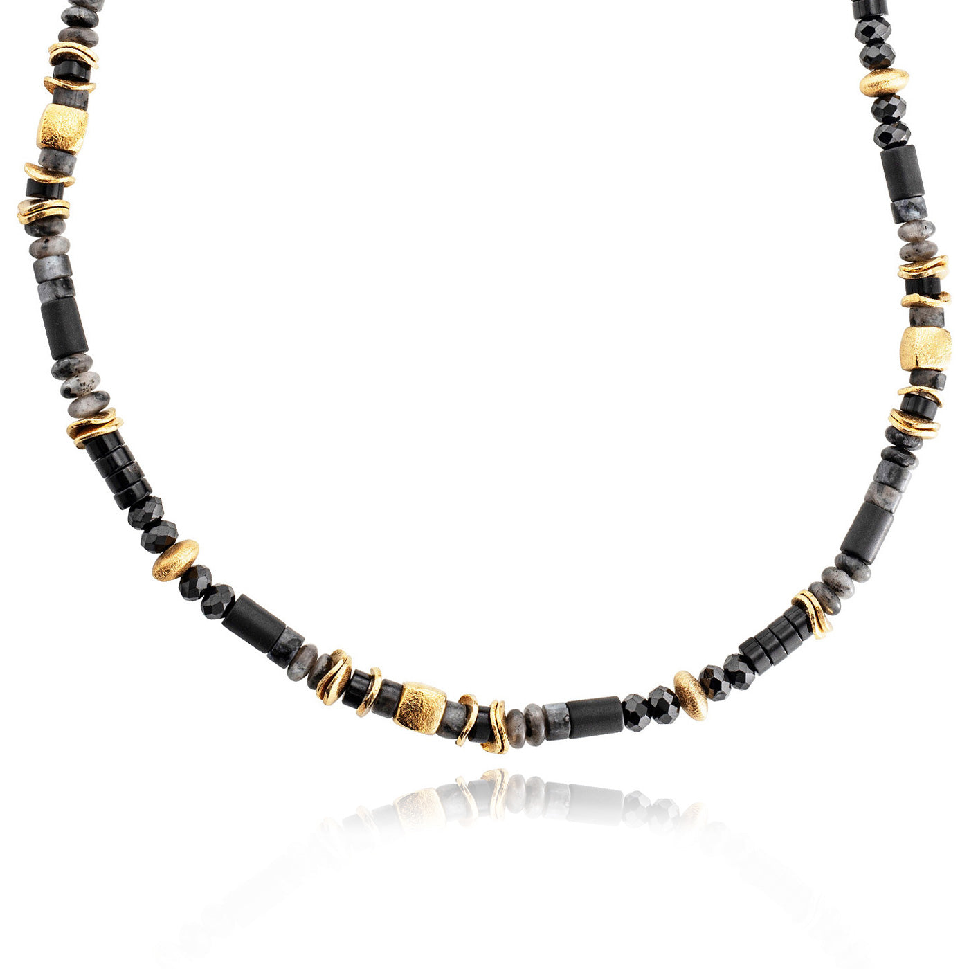 Julie Julsen Loving Stones, Kette aus schwarzen Edelsteinen -Achat,Labradorit,Achat,Spinell