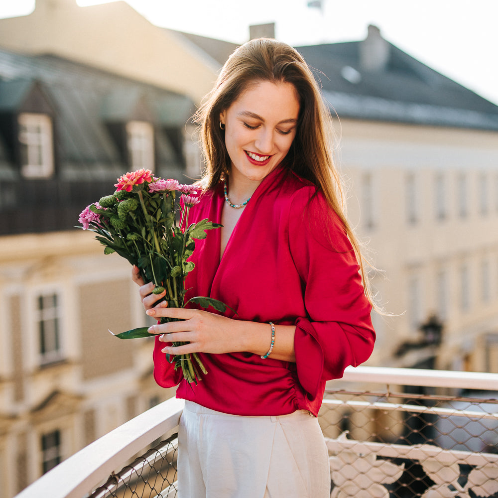 Julie Julsen Loving Stones, Kette aus türkisen Edelsteinen -Jaspis,Türkis,Howlith,Kristall,Moosachat