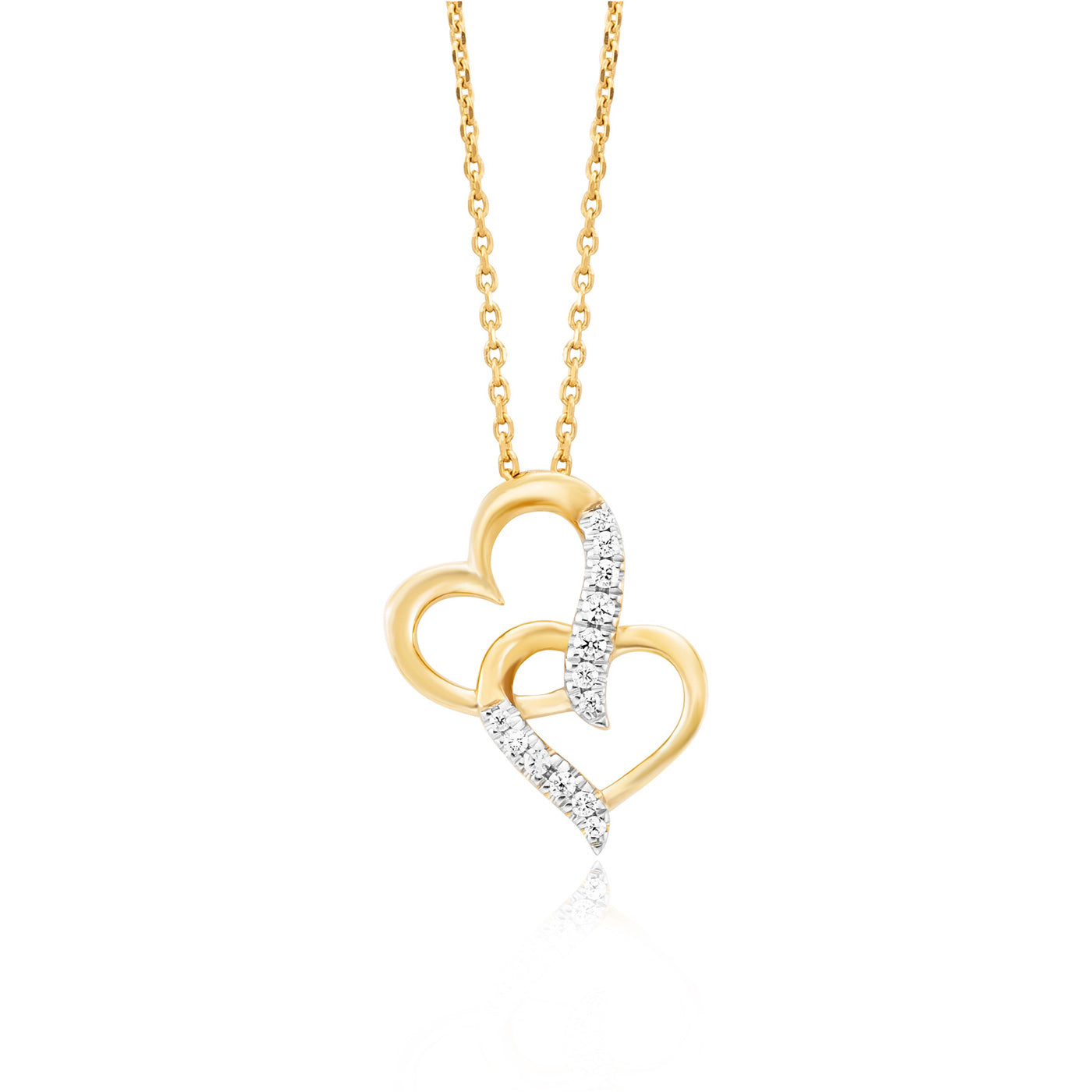 Julie Julsen, Kette mit Anhänger HERZEN vergoldet mit 13 Zirkonia