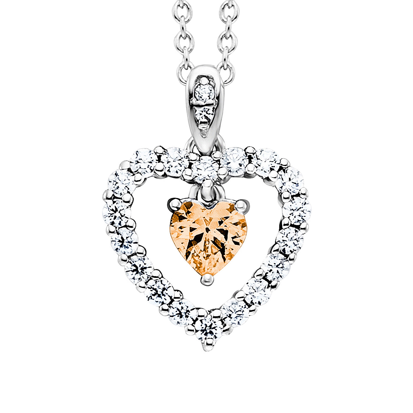 Julie Julsen, Kette mit Anhänger HERZ silber mit Zirkonia champagne
