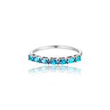 Julie Julsen Ring silber mit 7 hellblaue Zirkonia
