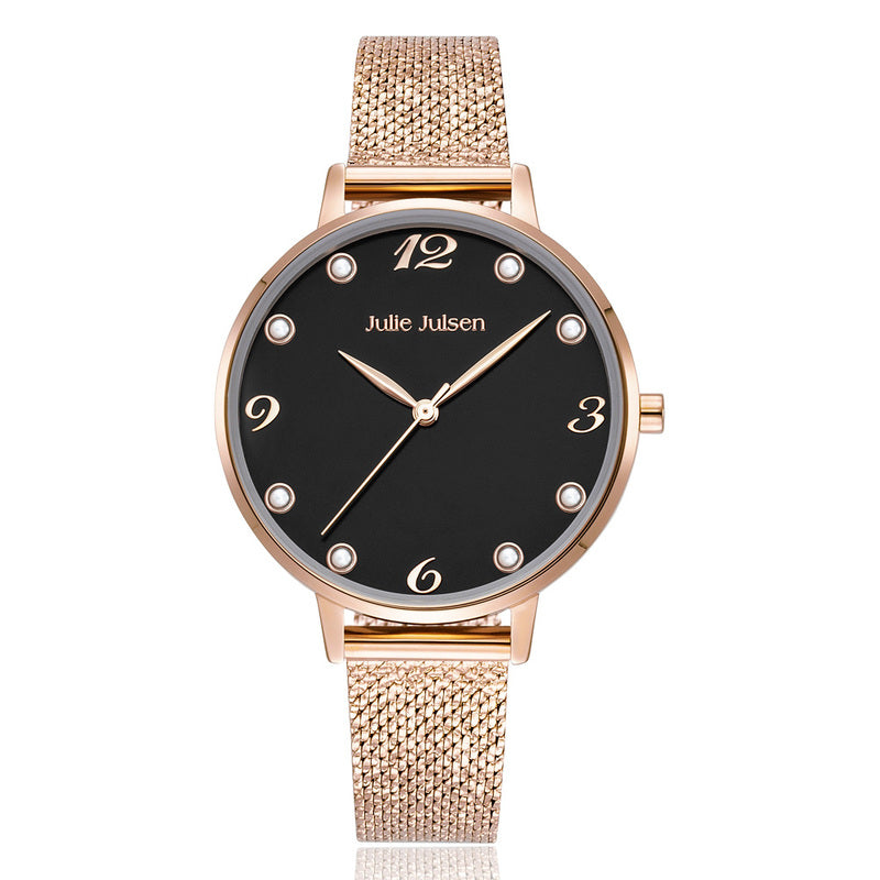 Julie Julsen Damen 36 mm Ziffernblatt Armbanduhr PEARL rosé schwarzes