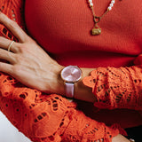 Julie Julsen Uhr, Color Lilac, lila-rosé mit 16 Zirkonia, Index, 30m