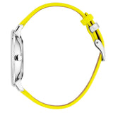 Julie Julsen Uhr, Color Lime, Lederband gelb, mit 16 Zirkonia, 30m