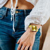 Julie Julsen Uhr, Color Lime, Lederband gelb, mit 16 Zirkonia, 30m