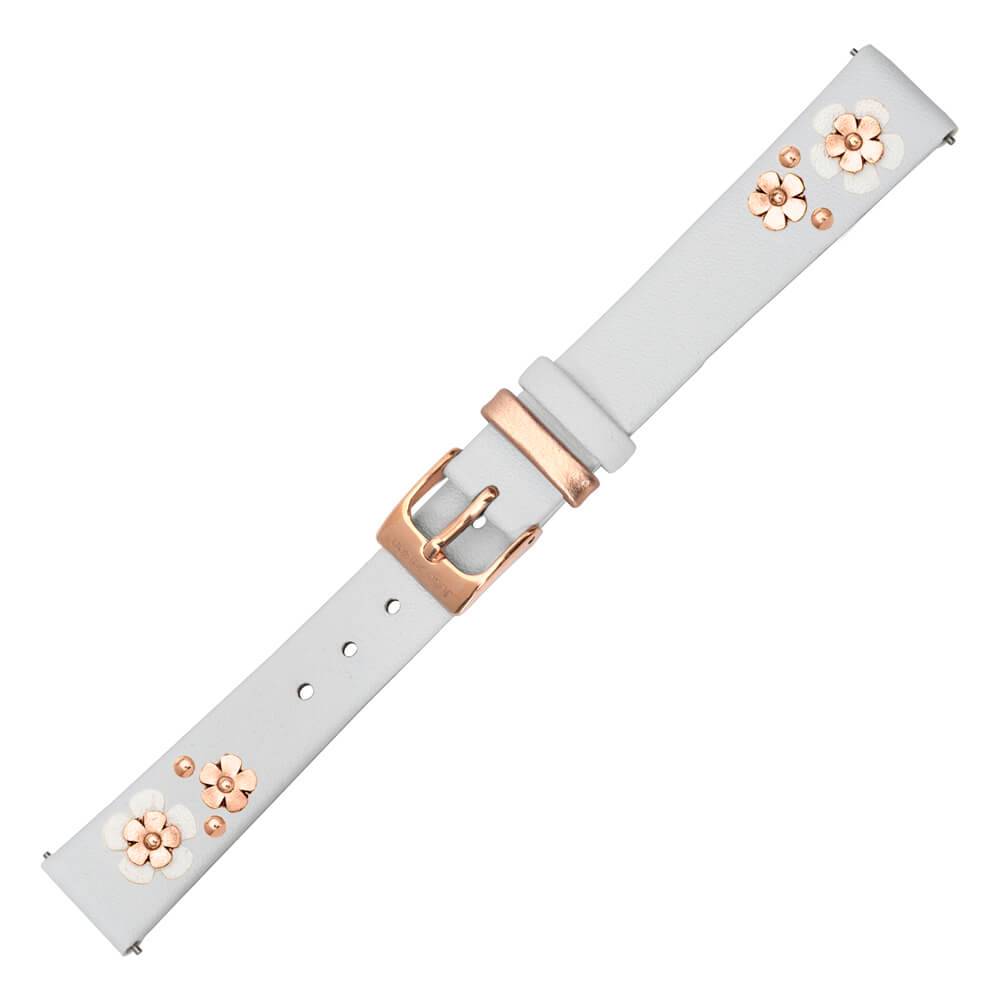 JULIE JULSEN LEDERBAND WEISS mit BLUMEN / V-ROSÉ >PIN SYSTEM< Uhrenarmbänder Julie Julsen Default Title