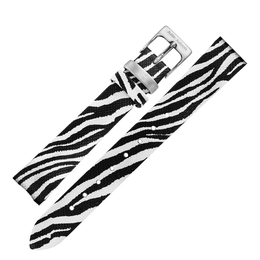 JULIE JULSEN LEDERBAND ZEBRA / V-STAHL >PIN SYSTEM< Uhrenarmbänder Julie Julsen Default Title