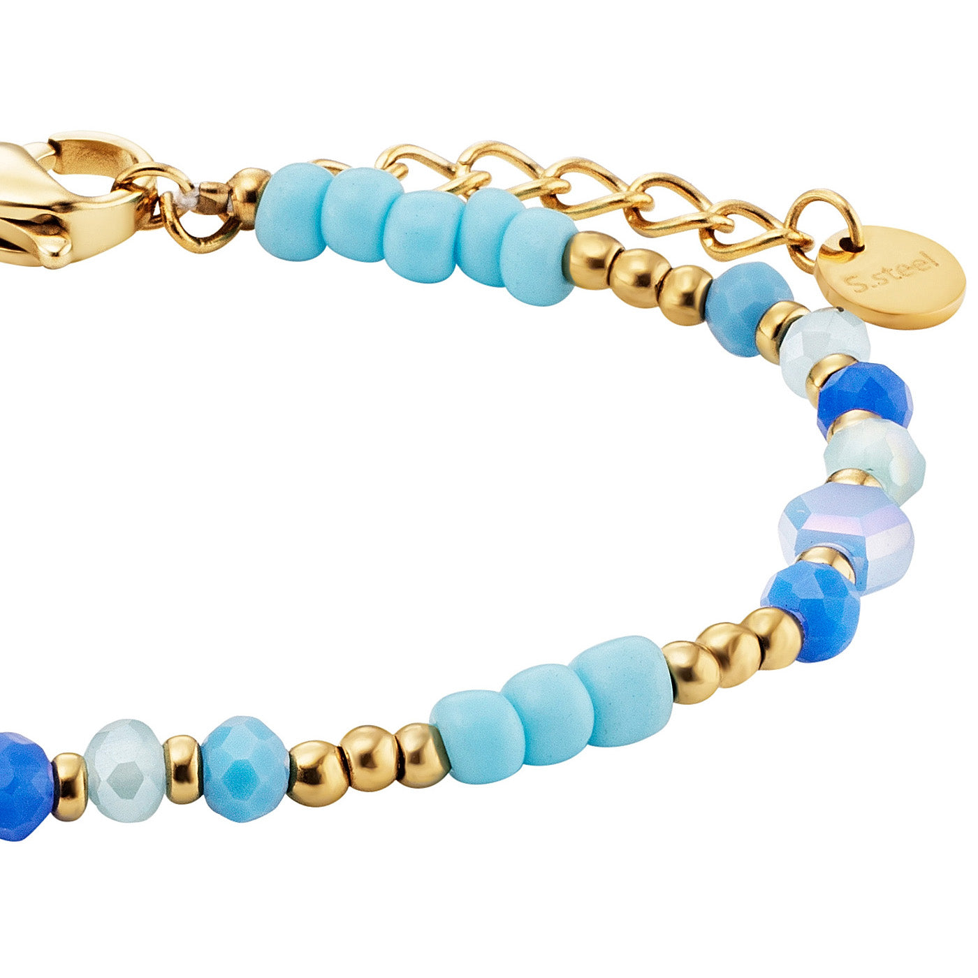 Julie Julsen KIDS Armband Edelstahl vergoldet mit blauen Glasperlen