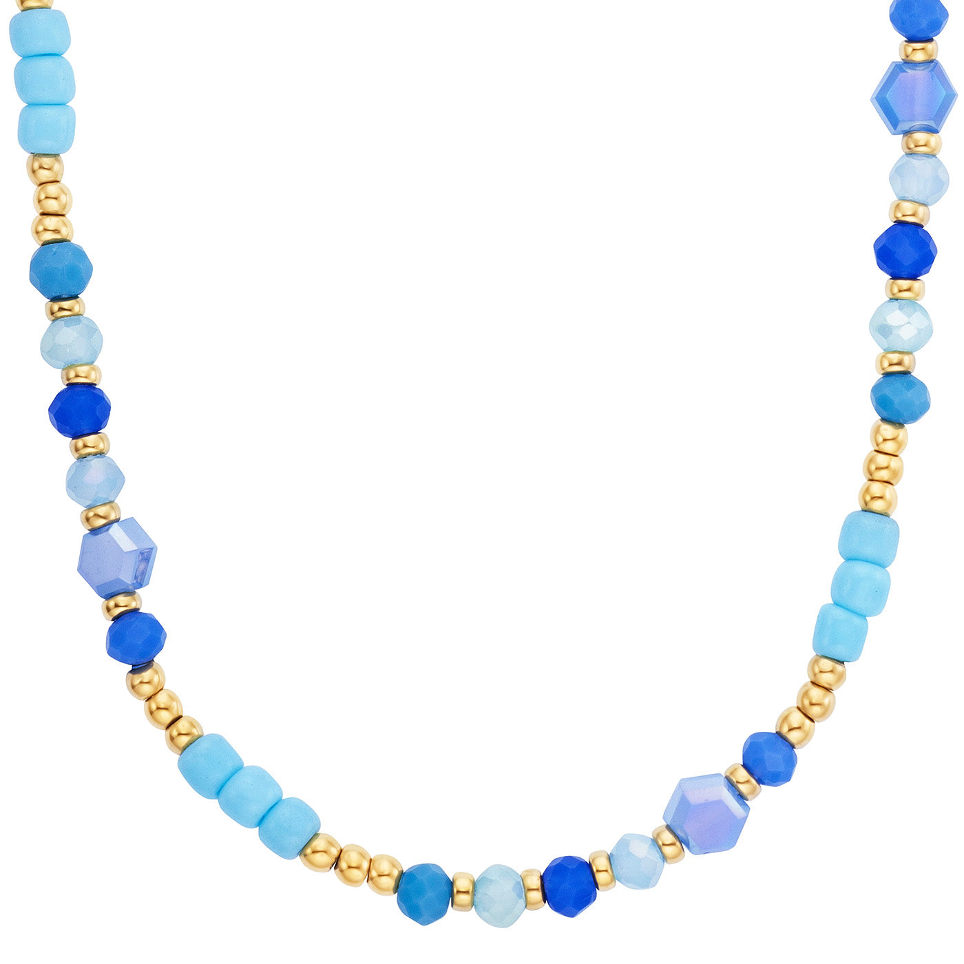 Julie Julsen KIDS Halskette Edelstahl vergoldet mit blauen Glasperlen