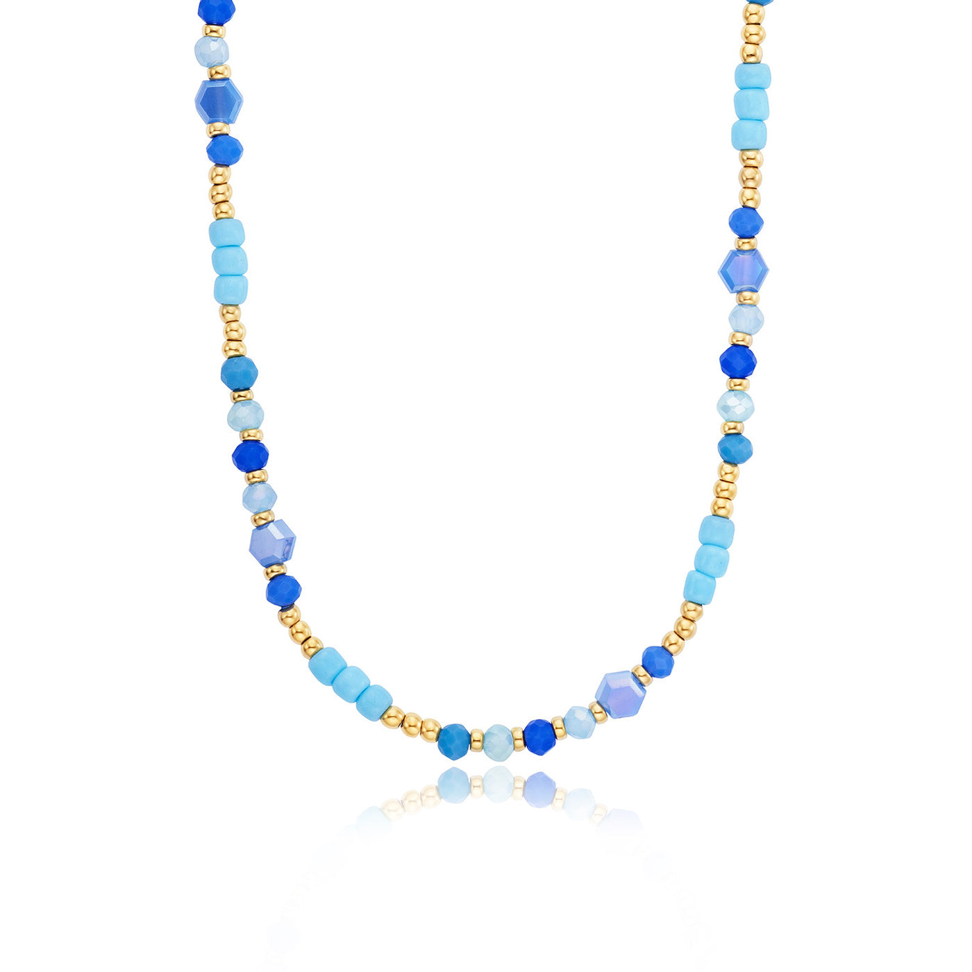 Julie Julsen KIDS Halskette Edelstahl vergoldet mit blauen Glasperlen