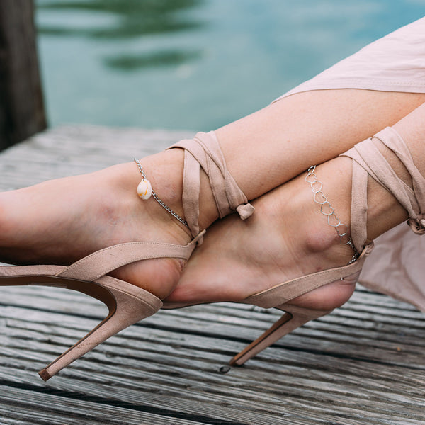 JULIE JULSEN SPIRIT FUSSKETTCHEN in SILVER mit echter Muschel