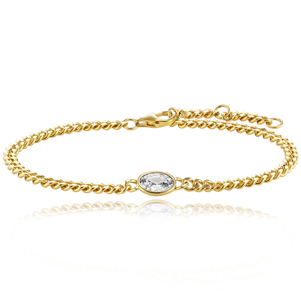 Julie Julsen Armband OVAL CUT vergoldet mit 1 weißen Zirkonia