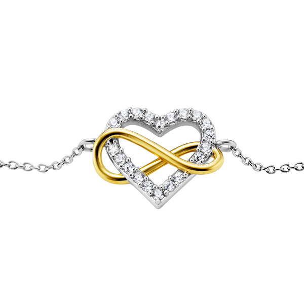Julie Julsen Armband INFINITY HEART bicolor mit 20 weiße Zirkonia