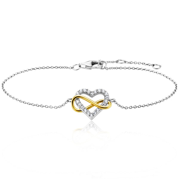 Julie Julsen Armband INFINITY HEART bicolor mit 20 weiße Zirkonia