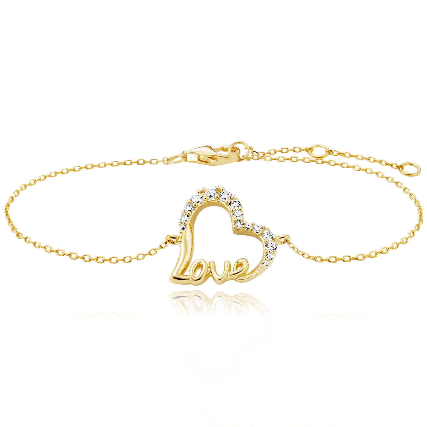 Julie Julsen Armband HEART LOVE vergoldet mit 10 weiße Zirkonia