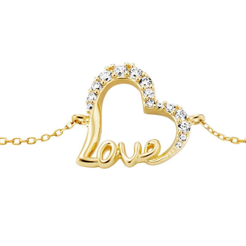 Julie Julsen Armband HEART LOVE vergoldet mit 10 weiße Zirkonia