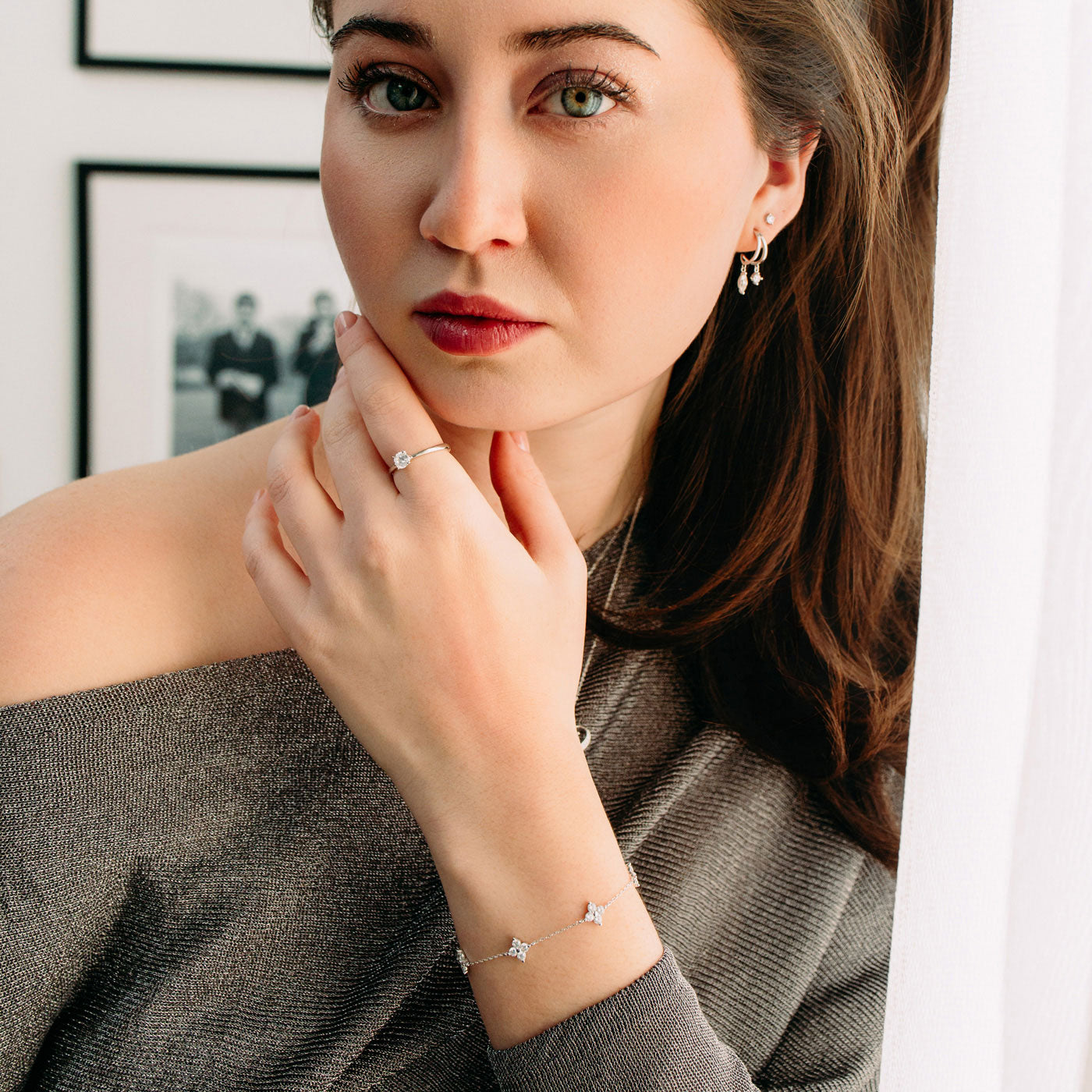 Julie Julsen Armband Silber rhodiniert mit 20 weißen Zirkonia