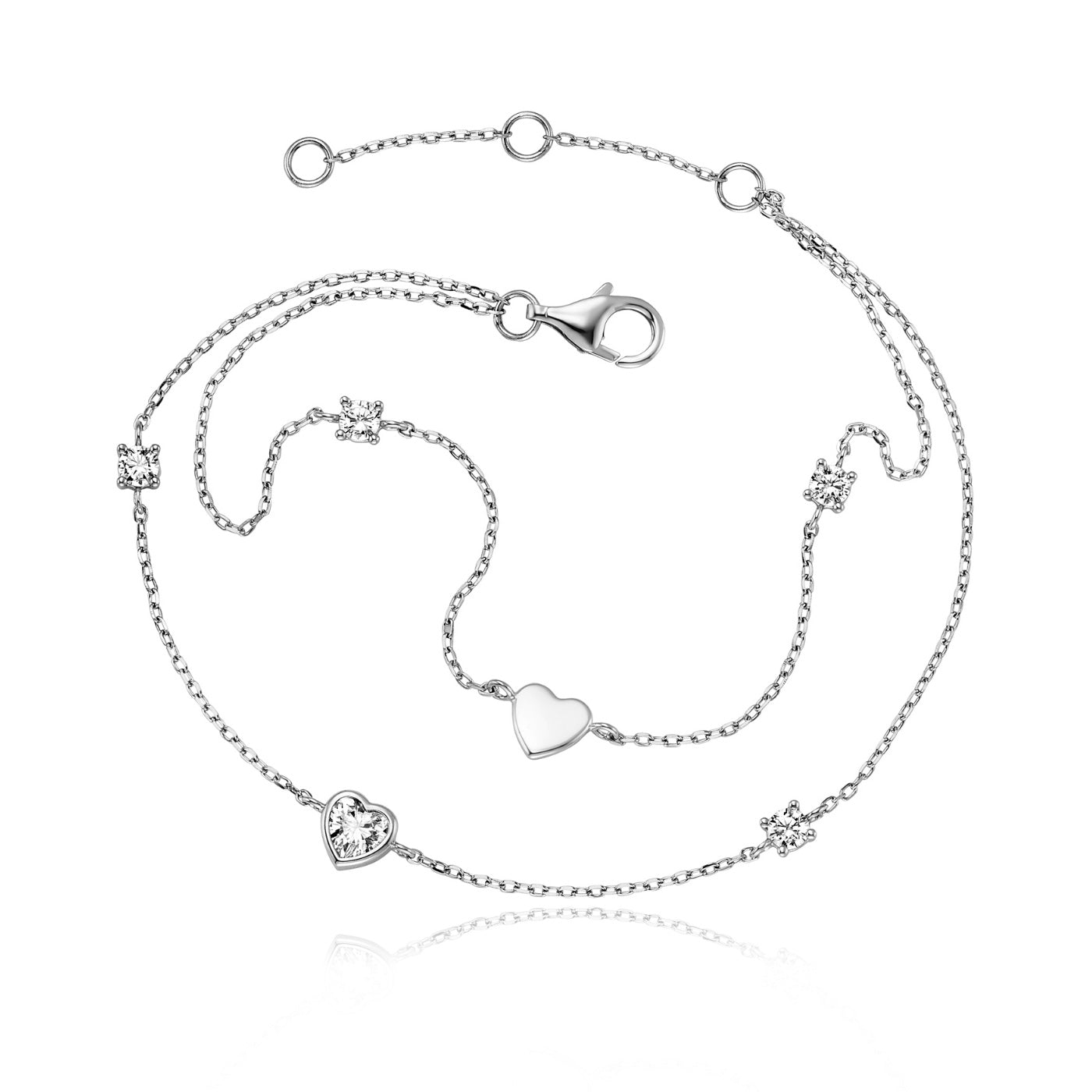 Julie Julsen Armband DOUBLE 2-reihig Silber rhodiniert mit 5 weißen Zirkonia