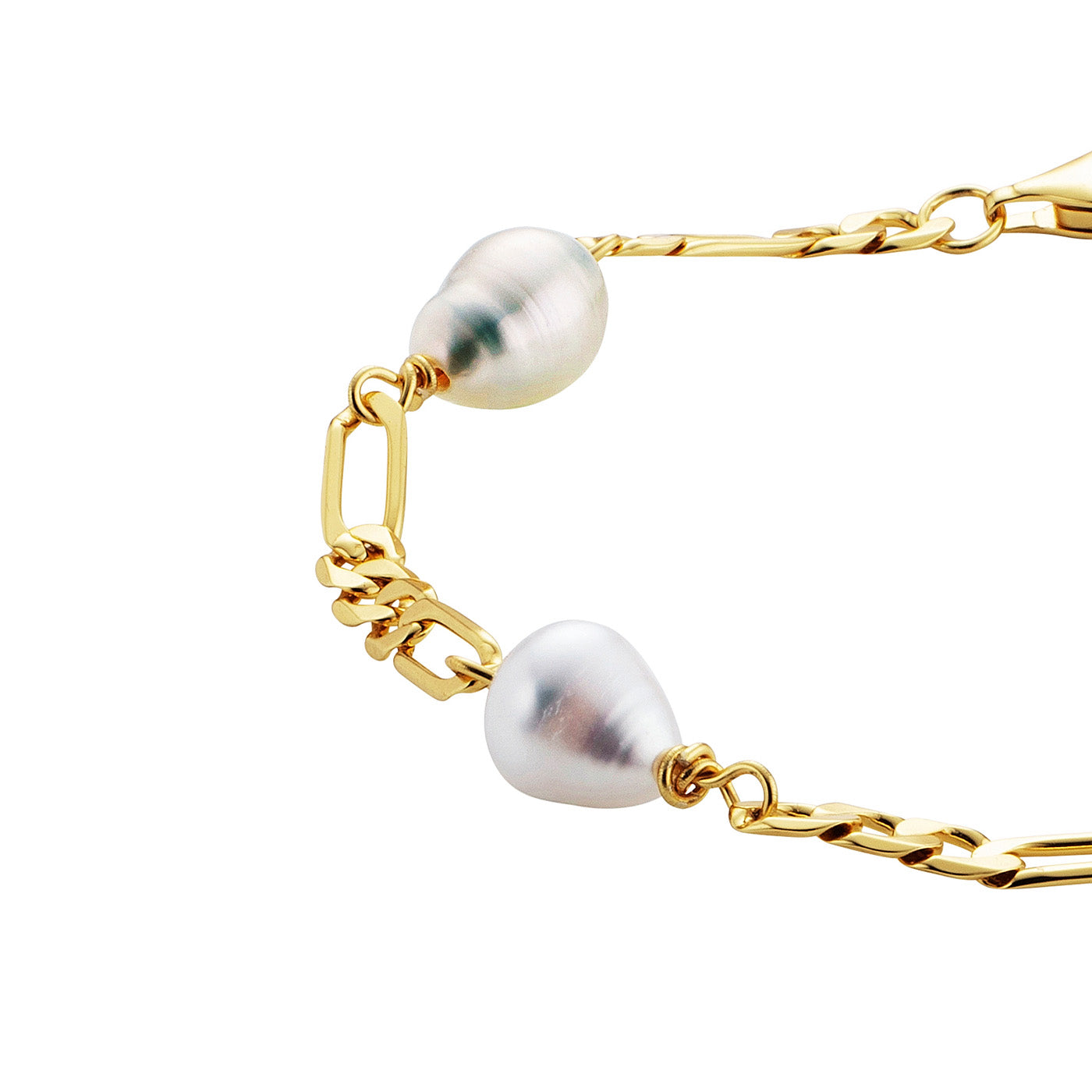 Julie Julsen Figaroarmband PEARLS Silber vergoldet mit 4 weißen Süßwasserperlen