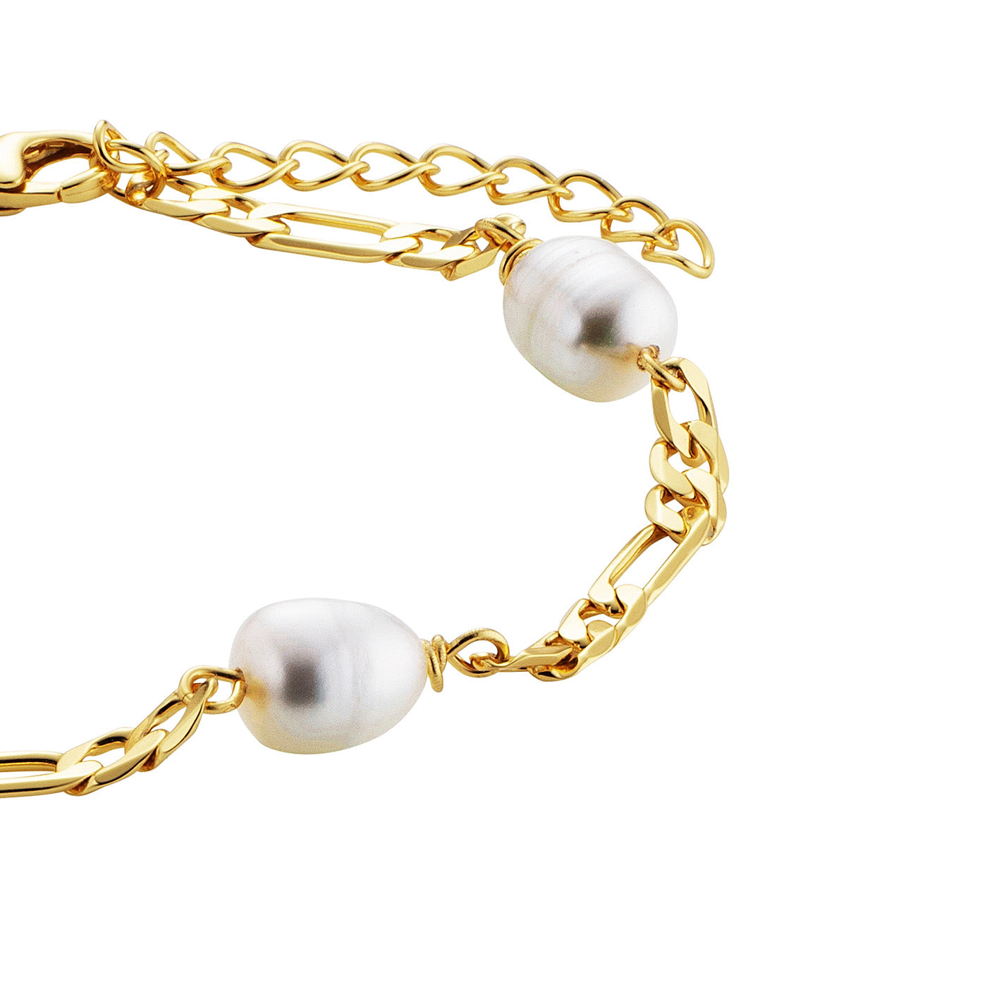 Julie Julsen Figaroarmband PEARLS Silber vergoldet mit 4 weißen Süßwasserperlen