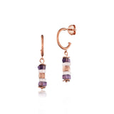 Julie Julsen Loving Stones Ohrschmuck aus 8 lila Edelsteinen - Amethyst , Rosenquarz