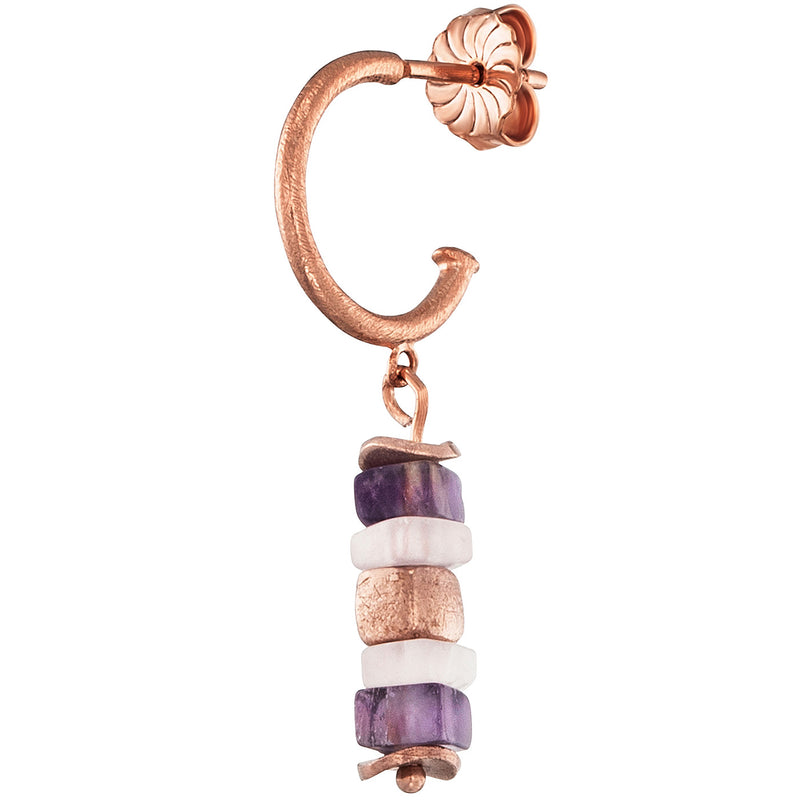 Julie Julsen Loving Stones Ohrschmuck aus 8 lila Edelsteinen - Amethyst , Rosenquarz