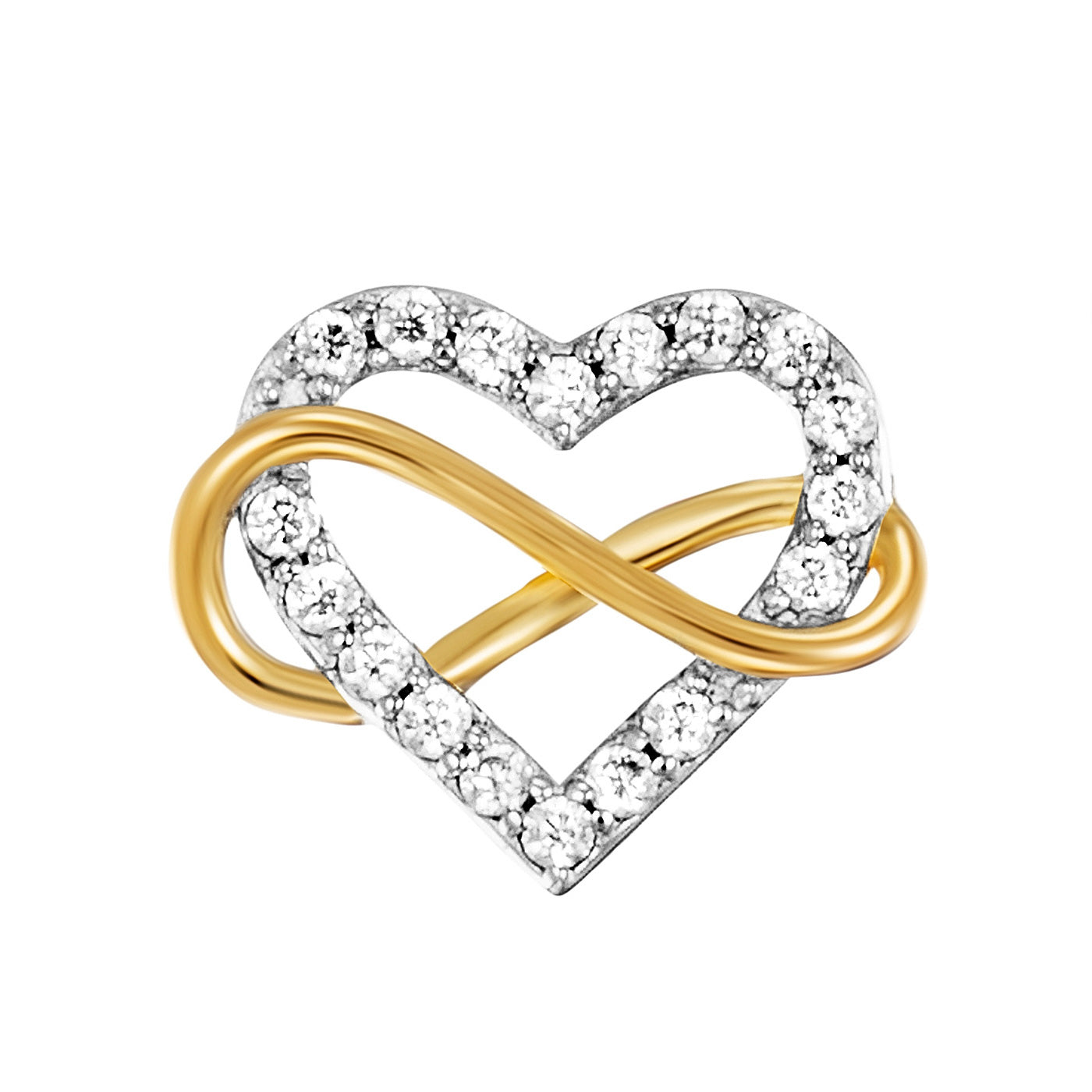 Julie Julsen Ohrstecker HEART INFINITY bicolor mit 36 Zirkonia