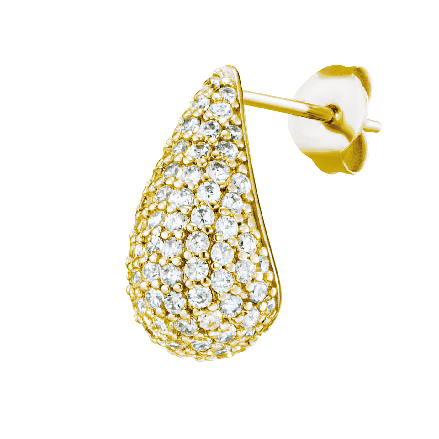 Julie Julsen Ohrstecker CRYSTAL DROP Silber vergoldet mit 190 weißen Zirkonia