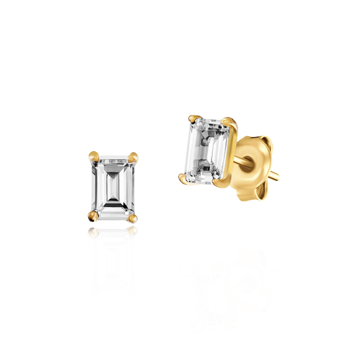 Julie Julsen Ohrstecker RECTANGLE vergoldet mit 2 Zirkonia